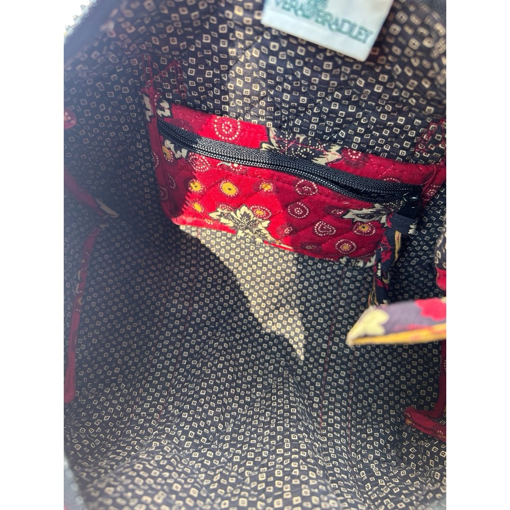 Vera Bradley Red Paisley Quilted Cotton Barrel Bag Duffel Handbag Floral Vintage - Picture 8 of 9